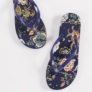 Tory Burch Thin Floral Flip Flops NEW w/ Box